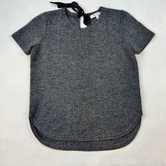 Madewell Structured Tie-Back Sweater Charcoal Heather Short Sleeve Top XXS F5125 - Picture 1 of 8
